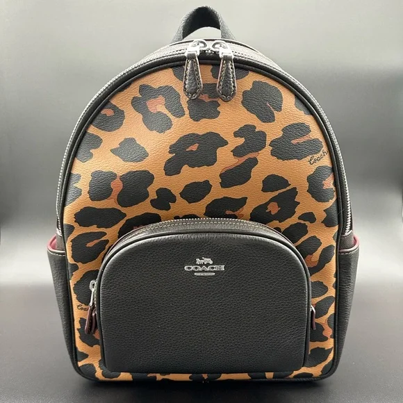Coach Leopard Print Backpack COACH- Leopard Court Backpack Review - YouTube main image 4